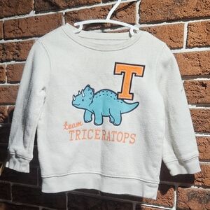 Jumping Beans White Sweatshirt with Blue Dinosaur and Orange Lettering
